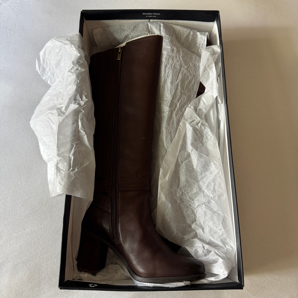 Naturalizer Kelsey Wide Calf Riding Boots 7.5W Leather Dark Brown Equestrian - Picture 13 of 13